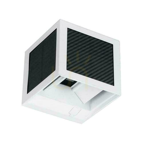 Prüfen V-TAC Solar/USB Wandleuchte 9W LED COB weißer Würfel 10x10cm IP65 Bewegungsmelder VT-408CCT 900lm