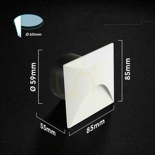 Prüfen Aluminium 3W LED V-TAC quadratische Treppenleuchte weiß 230V IP65 VT-44002SQ 3000K 230lm