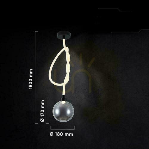 Prüfen V-TAC LED-Pendelleuchte 20W geräuchert Kugel fi 18cm gebundene Schnur VT-84038 3000K 1900lm