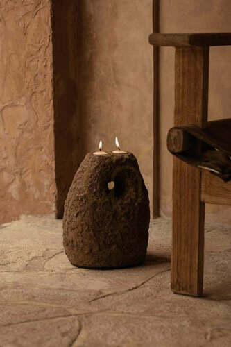 Prüfen Kerzenständer Terra Totem Braun Terracotta Collection 20 x 28 x 15 cm