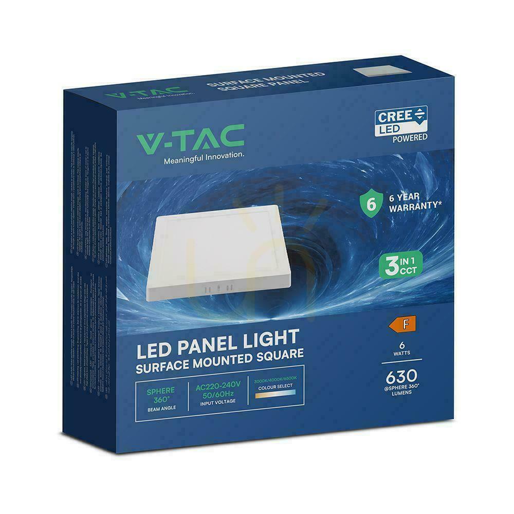Prüfen Anbau-Downlight Panel V-TAC 6W LED CREE CHIP quadratisch 120x120mm VT-60006CCT 630lm 6 Jahre Garantie Anbau-Downlight Panel V-TAC 6W LED CREE CHIP quadratisch 120x120mm VT-60006CCT 630lm 6 Jahre Garantie