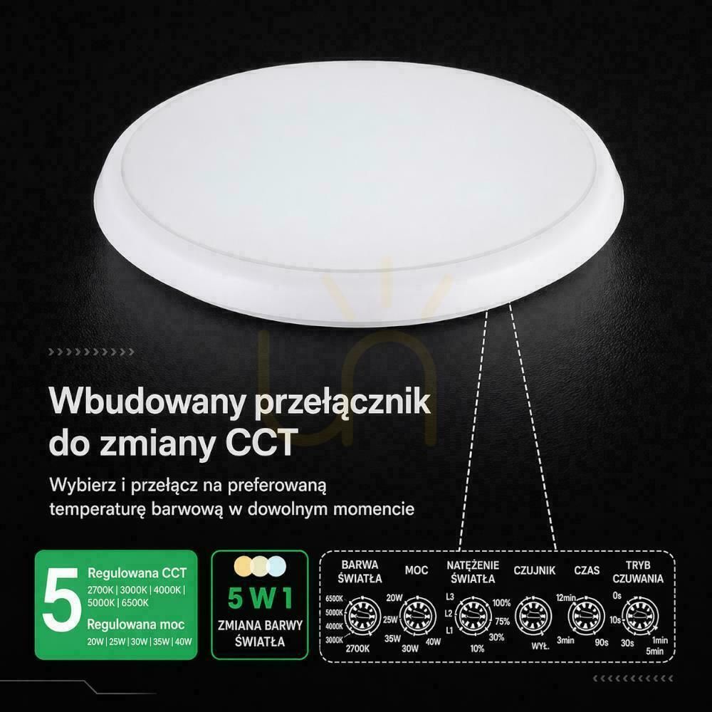 Vorschau Deckenleuchte V-TAC 40W LED CREE CHIP Bewegungssensor Leistungs- und Farbsteuerung 5in1 IP65 VT-8179 4400lm 6 Jahre Garantie Deckenleuchte V-TAC 40W LED CREE CHIP Bewegungssensor Leistungs- und Farbsteuerung 5in1 IP65 VT-8179 4400lm 6 Jahre Garantie