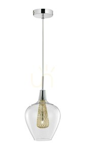 Luces Exclusivas ZARZA LE41844 Pendelleuchte – Glas mit goldenem Detail, 18 cm, G9 small 0