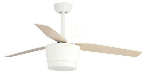 Prüfen Deckenventilator mit LED-Licht SEGUNDO Luces Exclusivas LE42555, Weiß und Holz, 132 cm