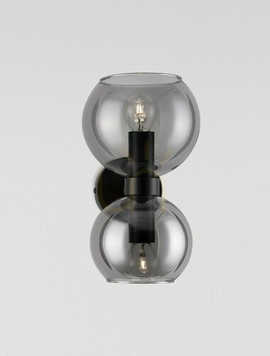 Prüfen Schwarze Wandleuchte Luces Exclusivas REPOS LE42648 Rauchglas 2 × E14 max. 5 W