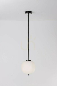 Luces Exclusivas MARC LE42721 Pendelleuchte, weißer Glasschirm ø18,5 cm, E14 max. 5 W, Schwarz, Höhe 120 cm small 1