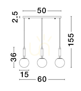Pendelleuchte Luces Exclusivas AGRO LE43225, 3×E27, Schwarz/Gold, 60 cm small 2