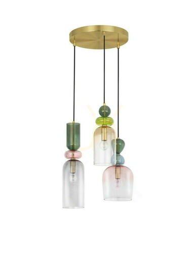 Prüfen Luces Exclusivas BALAM Pendelleuchte goldfarben mit Farbglas 3xE14 LE43400