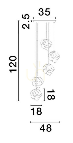 Prüfen Pendelleuchte Luces Exclusivas BALUN LE43402 5xE14 gold bernsteinfarbene Schirme ⌀48 cm