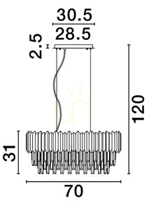 Kristall-Pendelleuchte ACATEN Luces Exclusivas LE43576 Chrom 5×E14 70 cm small 2