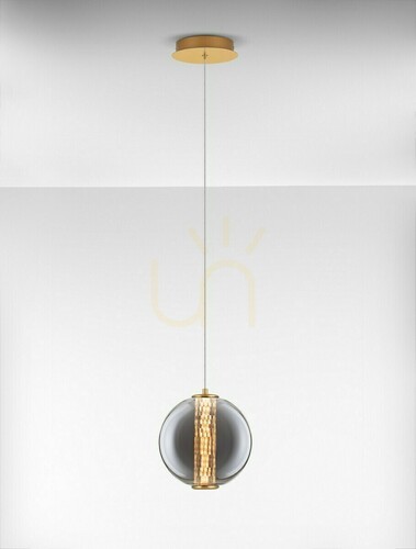 Prüfen MORROS Luces Exclusivas LED-Pendelleuchte Kugel 22 cm, Rauchglas, gold LE44489