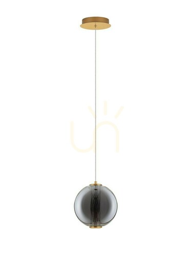 Prüfen MORROS Luces Exclusivas LED-Pendelleuchte Kugel 22 cm, Rauchglas, gold LE44489