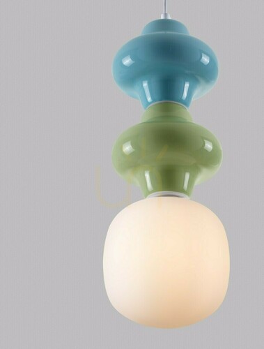 Prüfen Luces Exclusivas VILROSA LE44563 Pendelleuchte grün-blau 1×E14