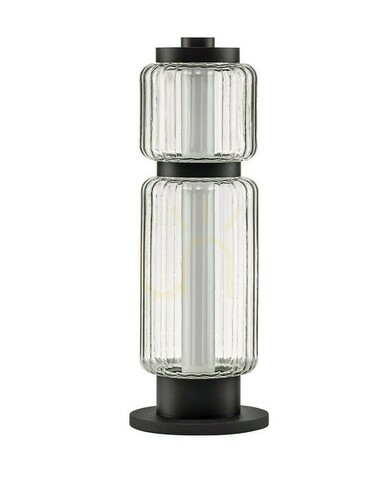 Prüfen ALQUERI LED-Tischleuchte schwarz mit geriffeltem Schirm, 39 cm, Luces Exclusivas LE45809