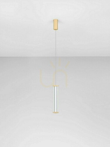 Prüfen Luces Exclusivas CONIL LE45980 Pendelleuchte, Acrylzylinder, LED 6 W, 398 lm, 2700 K, gold, Höhe 200 cm