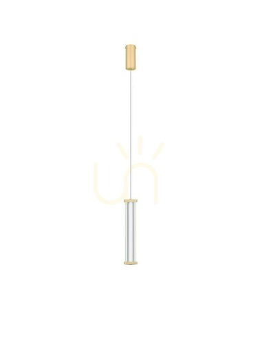 Prüfen Luces Exclusivas CONIL LE45980 Pendelleuchte, Acrylzylinder, LED 6 W, 398 lm, 2700 K, gold, Höhe 200 cm