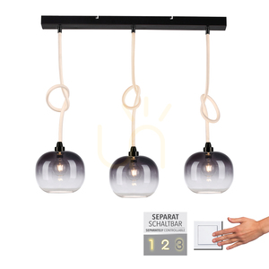 Paul Neuhaus LUMA 2411-18 Pendelleuchte Schwarz-Weiß, 3 × E27 mit leuchtendem Kabel small 1