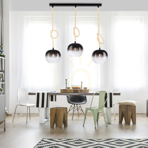 Paul Neuhaus LUMA 2411-18 Pendelleuchte Schwarz-Weiß, 3 × E27 mit leuchtendem Kabel small 2