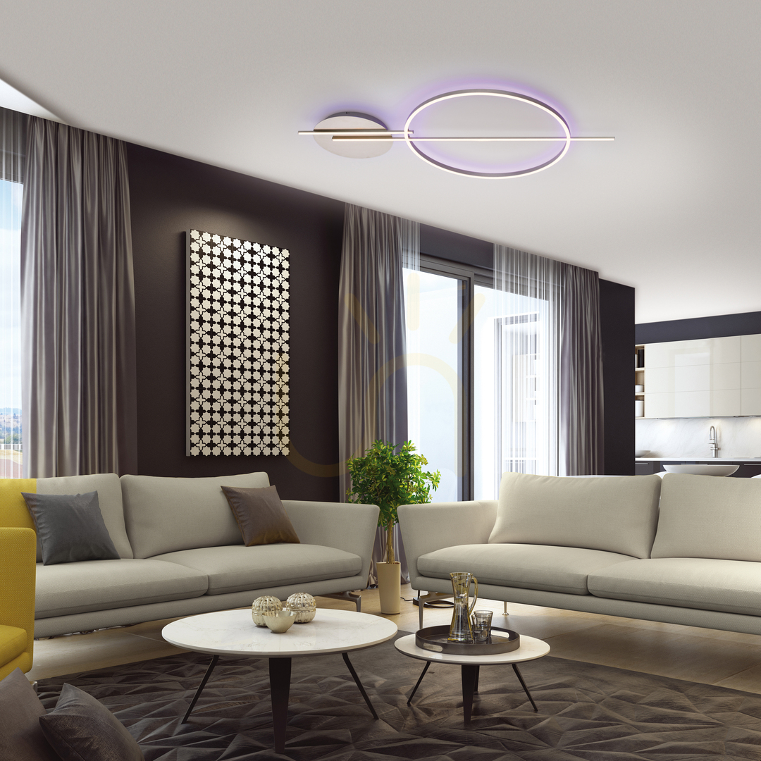 Prüfen Plafond Q-ARKOA 6154-55 Silber 2xLED Plafond Q-ARKOA 6154-55 Silber 2xLED