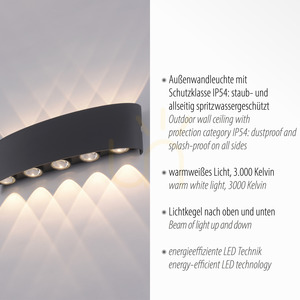 Paul Neuhaus CARLO 9489-13 LED-Wandleuchte, anthrazit, 27 cm, IP54 small 3