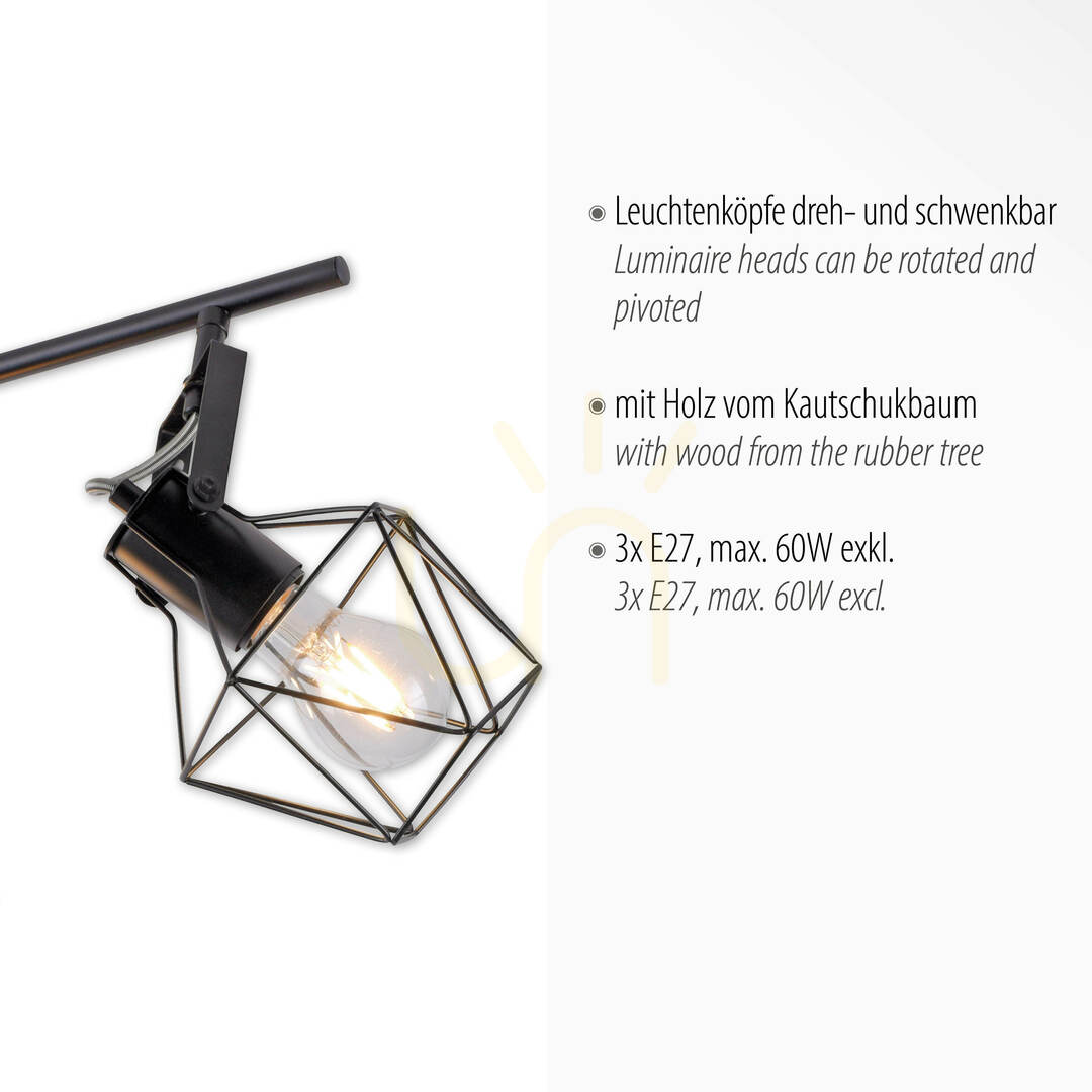 Anzeige Plafond JARO 15673-78 Schwarz 3xE27 Plafond JARO 15673-78 Schwarz 3xE27