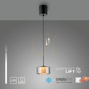 Paul Neuhaus RIKA 2112-18 LED-Pendelleuchte, schwarz mit rauchfarbenem Schirm, 15 cm small 12