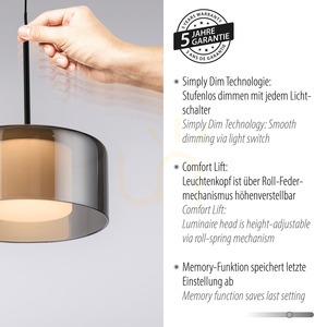 Paul Neuhaus RIKA 2112-18 LED-Pendelleuchte, schwarz mit rauchfarbenem Schirm, 15 cm small 4