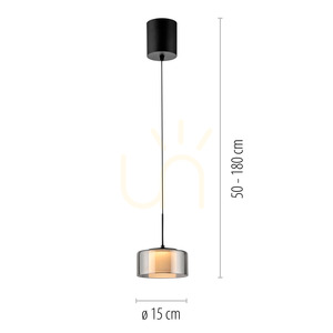 Paul Neuhaus RIKA 2112-18 LED-Pendelleuchte, schwarz mit rauchfarbenem Schirm, 15 cm small 8