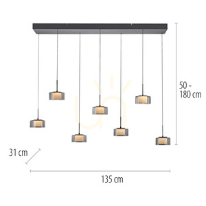 RIKA Pendelleuchte 2115-18 Schwarz 7xLED small 8