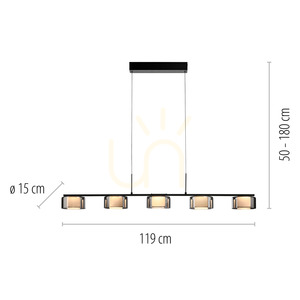 RIKA Pendelleuchte 2116-18 Schwarz 5xLED small 8