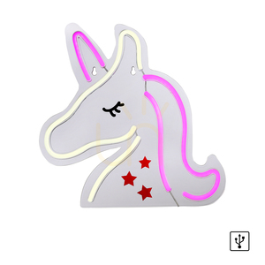 LED-Wandleuchte Paul Neuhaus NEON-UNICORN 85025-70 – Einhorn, rosa-weiß, 33 cm small 1