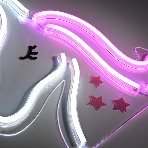 Prüfen LED-Wandleuchte Paul Neuhaus NEON-UNICORN 85025-70 – Einhorn, rosa-weiß, 33 cm