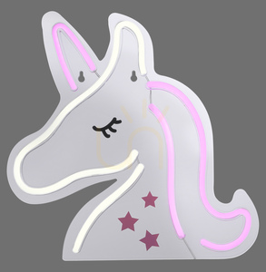 LED-Wandleuchte Paul Neuhaus NEON-UNICORN 85025-70 – Einhorn, rosa-weiß, 33 cm small 0
