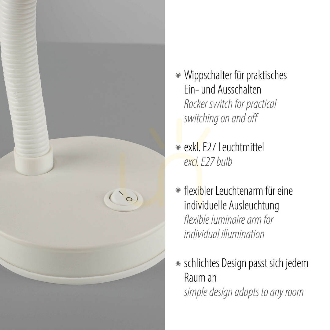 Anzeige FLEXI Tischleuchte 11080-16 Weiß 1xE27 FLEXI Tischleuchte 11080-16 Weiß 1xE27