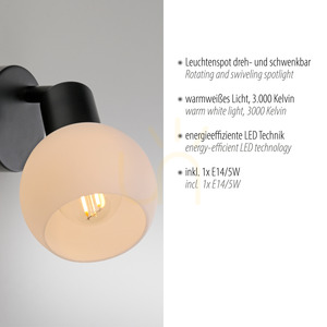 Wandleuchte LOKI 12150-18 Schwarz 1xE14 small 3