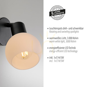 Wandleuchte LOKI 12150-18 Schwarz 1xE14 small 4