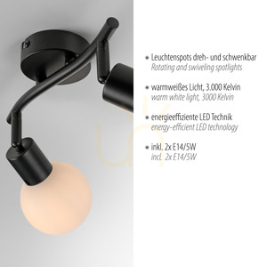 Plafond LOKI 12151-18 Schwarz 2xE14 small 3