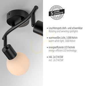 Plafond LOKI 12151-18 Schwarz 2xE14 small 4