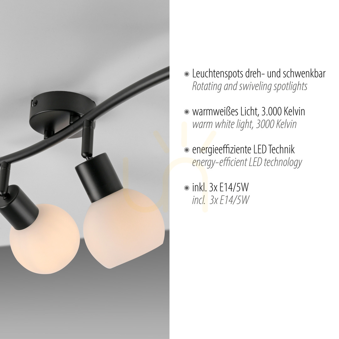 Anzeige Plafond LOKI 12152-18 Schwarz 3xE14 Plafond LOKI 12152-18 Schwarz 3xE14