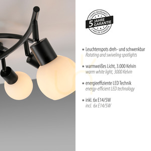 Plafond LOKI 12155-18 Schwarz 6xE14 small 4
