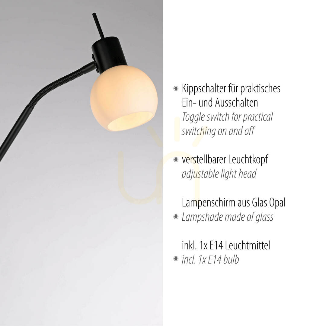 Anzeige LOKI Stehleuchte 12157-18 Schwarz 1xE14 LOKI Stehleuchte 12157-18 Schwarz 1xE14