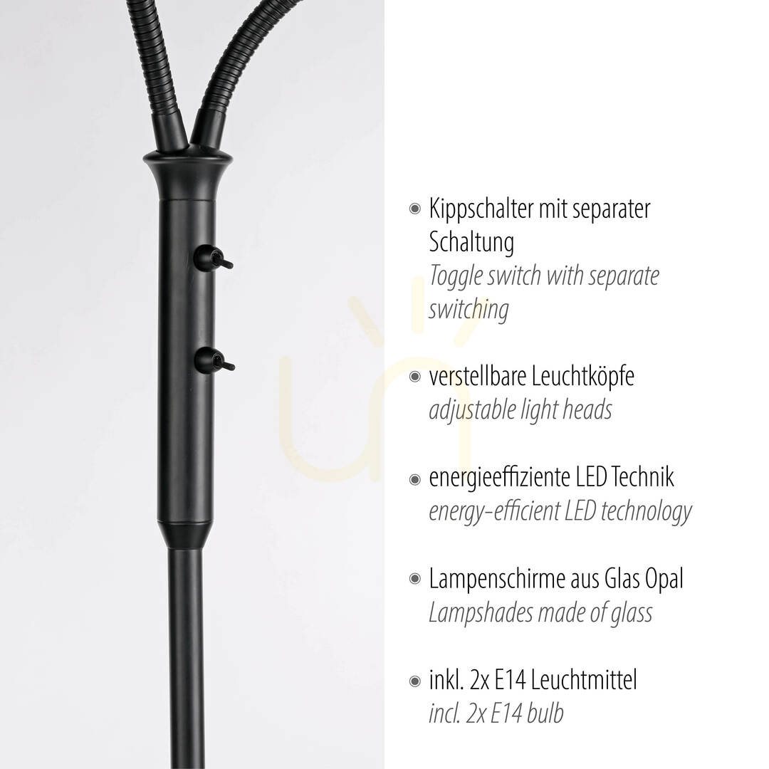Anzeige LOKI Stehleuchte 12158-18 Schwarz 2xE14 LOKI Stehleuchte 12158-18 Schwarz 2xE14