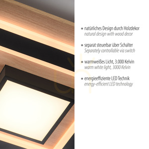 Zuma Line TOLA 14563-18 Deckenleuchte schwarz/Holz LED 30 W small 3