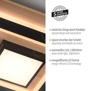 Zuma Line TOLA 14563-18 Deckenleuchte schwarz/Holz LED 30 W small 4