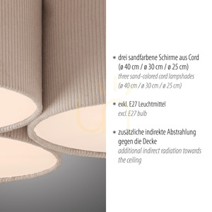 GRÜNE DURO Plafond 14890-39 Beige 3xE27 small 3