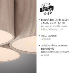 GRÜNE DURO Plafond 14890-39 Beige 3xE27 small 4