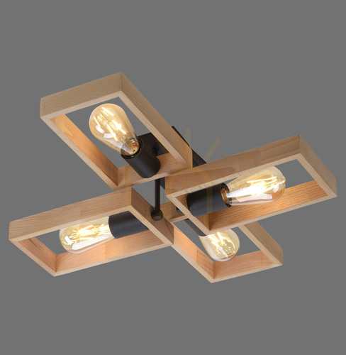 Prüfen Plafond FRANKY 15656-18 Schwarz 4xE27