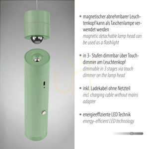 ATTACH Pendelleuchte 18281-43 Grün 1xLED small 3