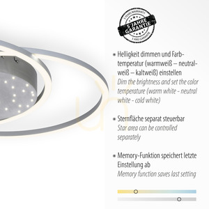 LED-Deckenleuchte YUKI 6025-55 Silber 66,8 cm 48 W CCT 2700–5000 K mit Fernbedienung small 3