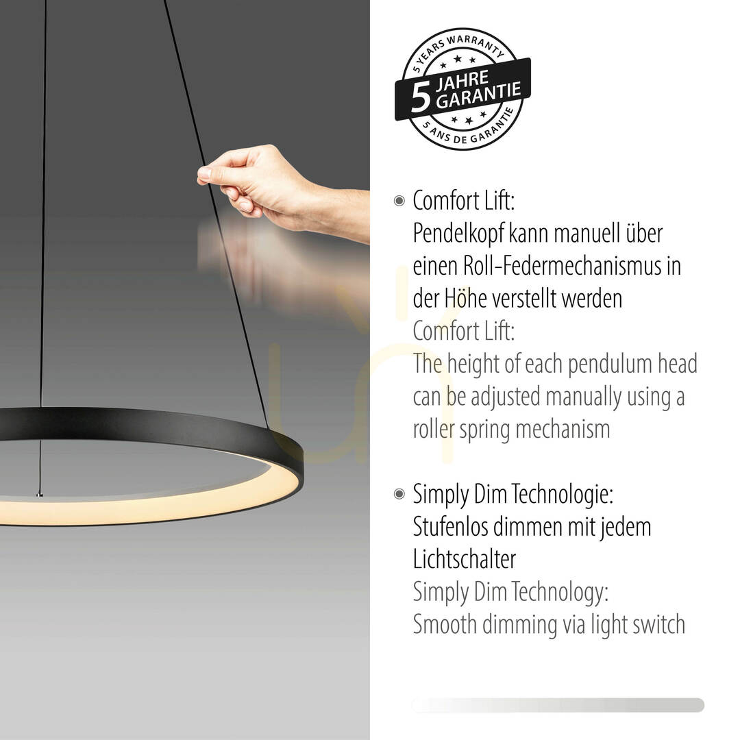 Zeige HOOP Pendelleuchte 2851-18 Schwarz 1xLED HOOP Pendelleuchte 2851-18 Schwarz 1xLED
